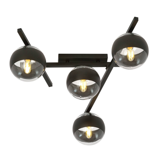 Taklampa Smart, svart/klar, 4 lampor