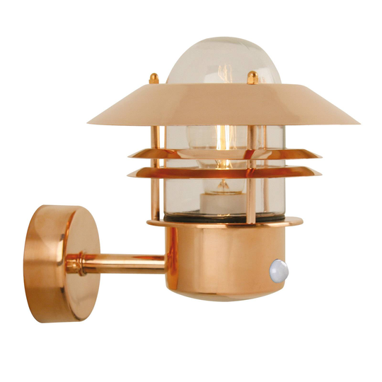Vägglampa BLOKHUS sensor koppar