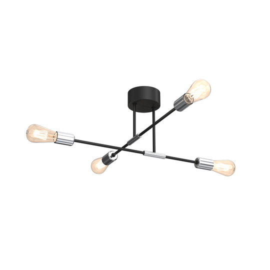 Taklampa Ilia, svart/krom, 4 lampor