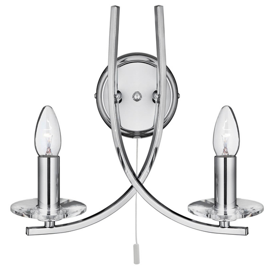 Kromfärgad vägglampa Ascona 2 ljusk.
