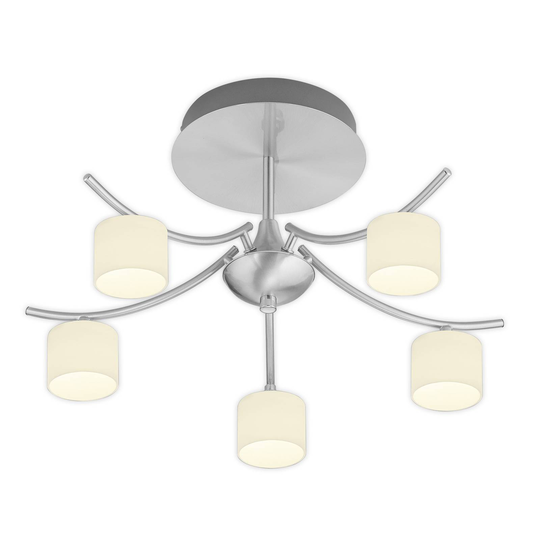 LED-taklampa Mila av nickel 5 lampor cylinderform
