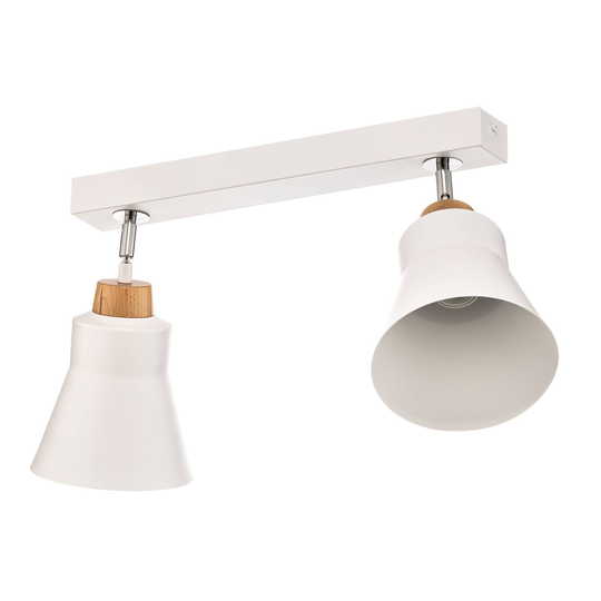 Taklampa Wood, 2 lampor, vit