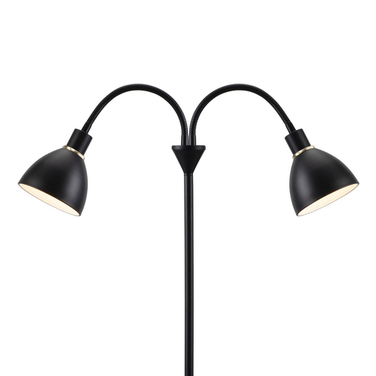 Golvlampa Ray av svart metall, 2 lampor