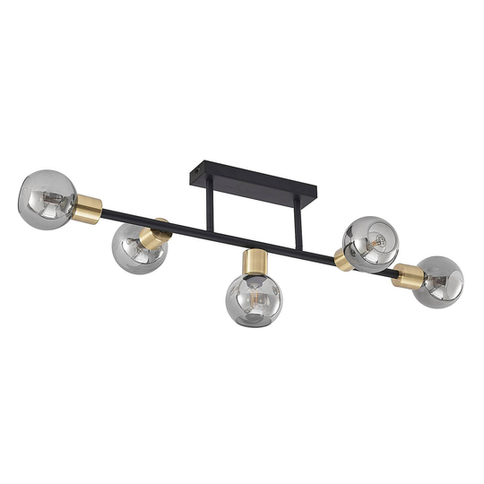 Lindby Biscala LED-taklampa svart/mässing/rök