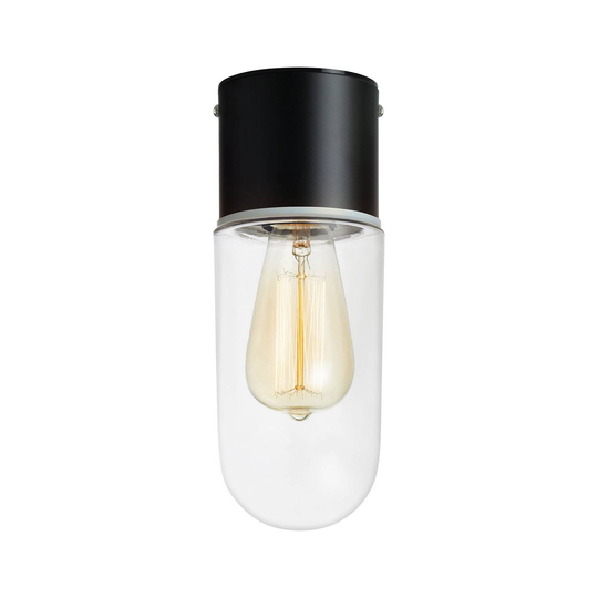 Taklampa Zen, klart glas, svart