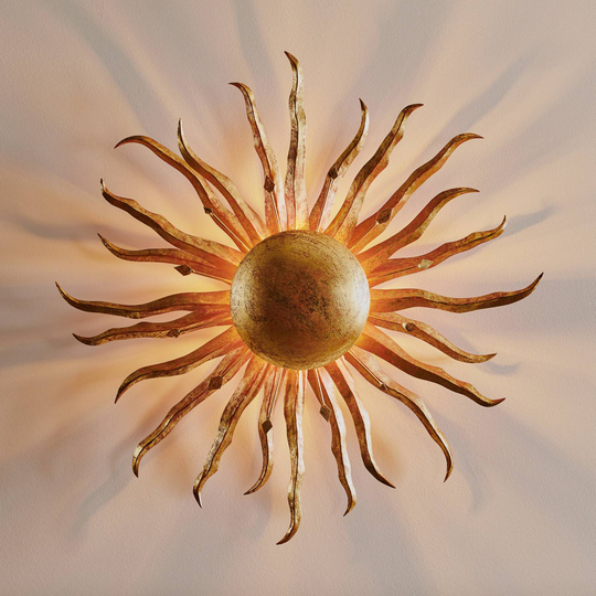 Förtrollande vägglampa Sonne Gold Ø 70 cm