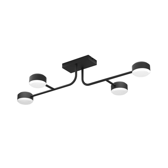 LED-taklampa Clavellina, svart, 4 lampor