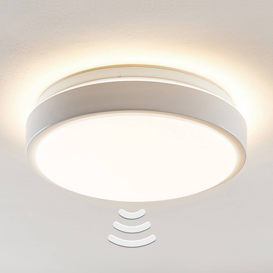 Lindby Camille LED-sensor-taklampa Ø33 cm vit