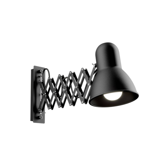 Vägglampa Harmony med saxarm, svart