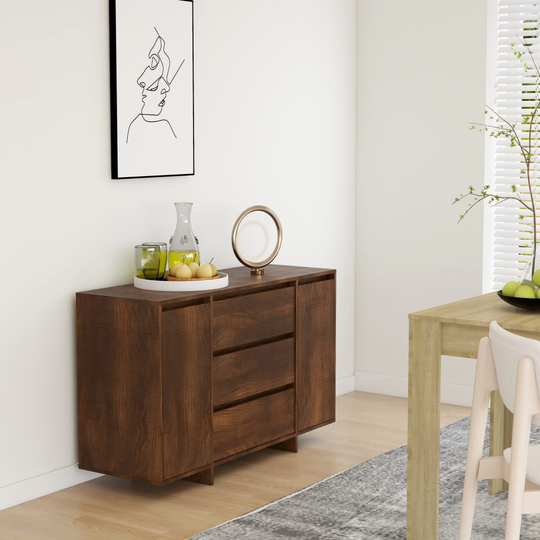 vidaXL Byrå 3 lådor brun ek 120x41x75 cm konstruerat trä