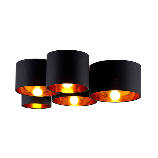 Lindby Laurenz taklampa 5 lampor 83 cm svartguld