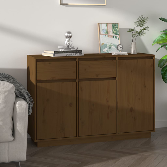 vidaXL Skänk honungsbrun 110x34x75 cm massiv furu