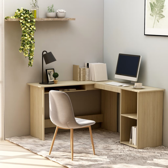 vidaXL Skrivbord L-format sonoma-ek 120x140x75 cm konstruerat trä