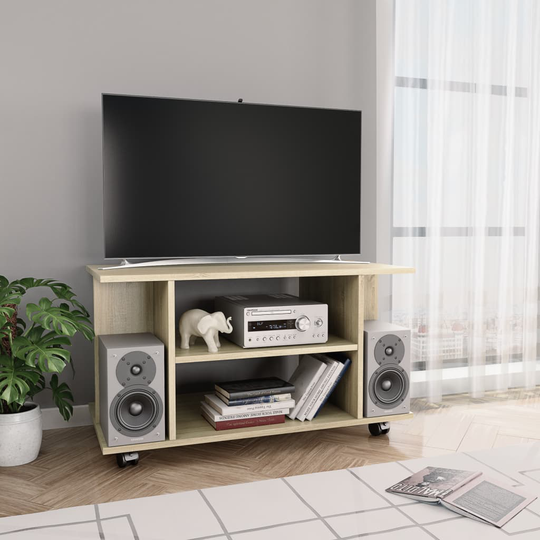 vidaXL TV-bänk med hjul sonoma ek 80x40x40 cm spånskiva