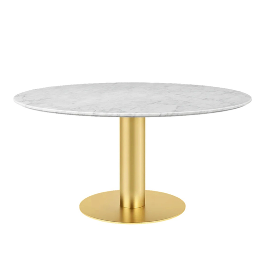 GUBI 2.0 Dining Table, Ø 150 cm, Skiva: Marmor - Bianco Carrara, Bas: