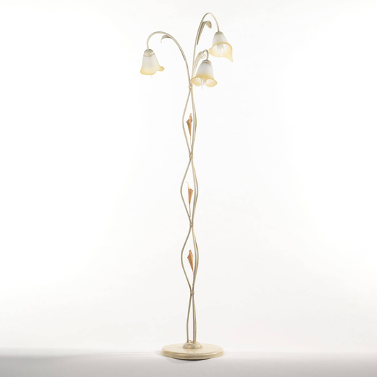 Golvlampa Lucrezia i elfenben med blomskärm