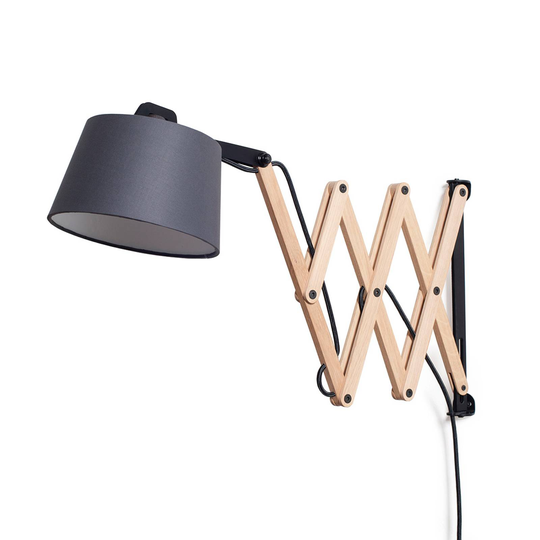 Vägglampa Edward med saxarm, grafit