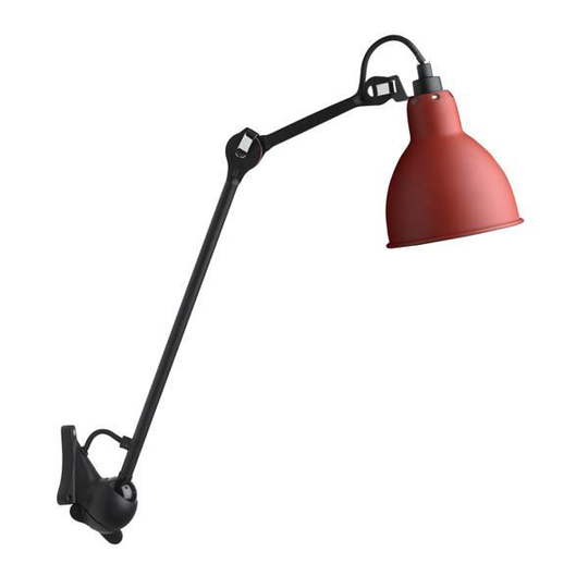 Lampe Gras N222 Vägglampa Matt Svart & Matt Röd