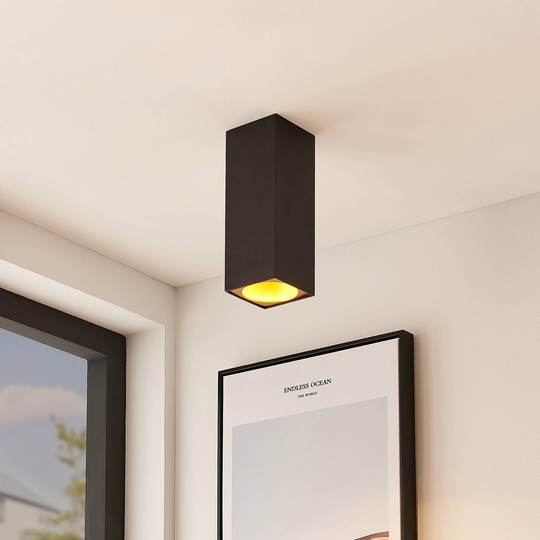 Arcchio Hinka taklampa, kantig 25,4 cm svart