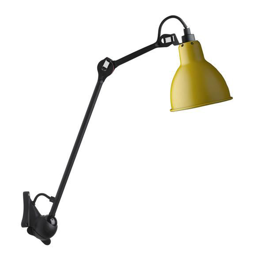 Lampe Gras N222 Vägglampa Matt Svart & Matt Gul