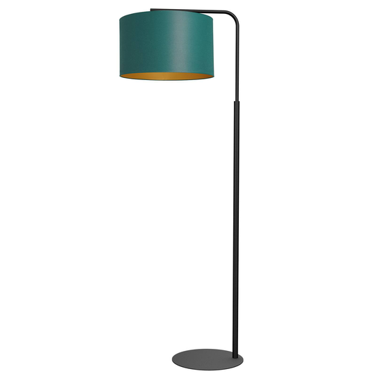 Golvlampa Soho, cylindrisk, böjd, grön/guld