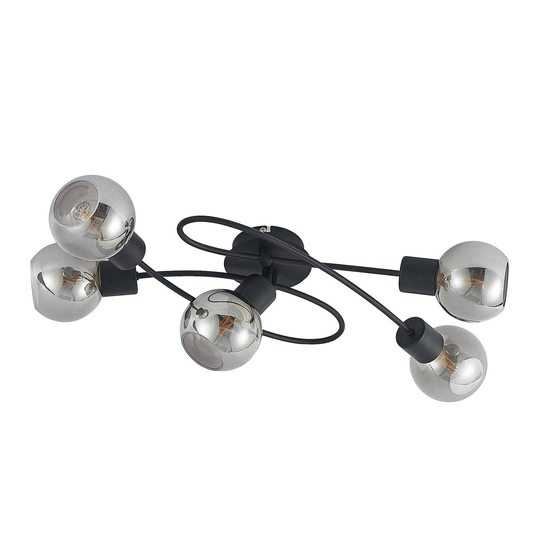 Lindby LED-taklampa Elaina 5 lampor lång svart rök