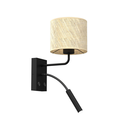 Vägglampa Jovin 1 lampa med spot, rottingskärm