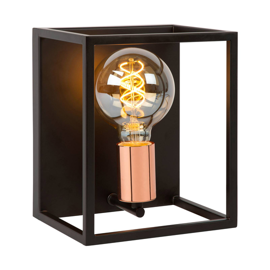 Vägglampa Arthur med metallram, svart