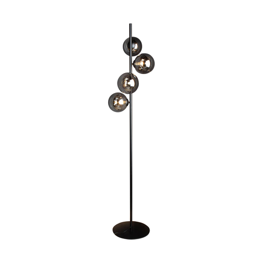 Golvlampa Neptunus med rökglaskulor, svart
