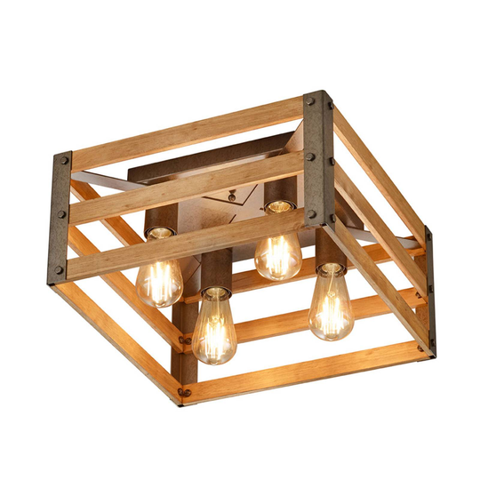 Taklampa Khan i vintagedesign, 4 lampor