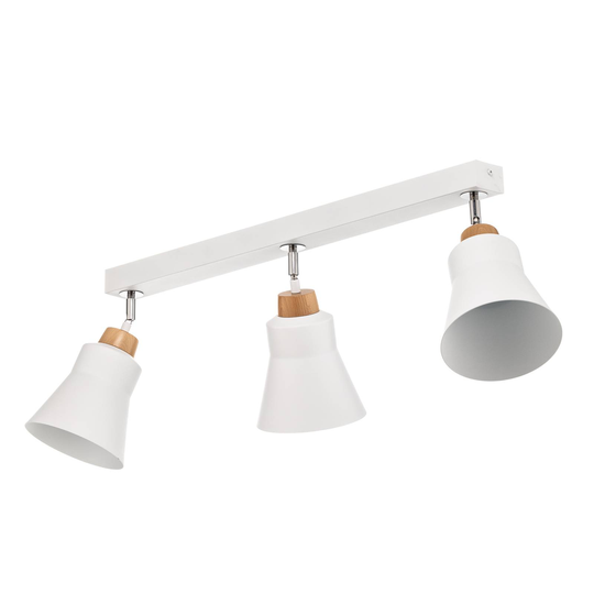Taklampa Wood, 3 lampor, vit