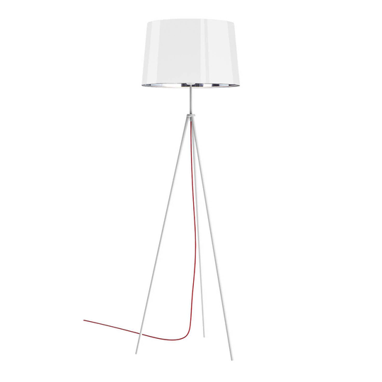 Aluminor Tropic golvlampa vit, kabel röd