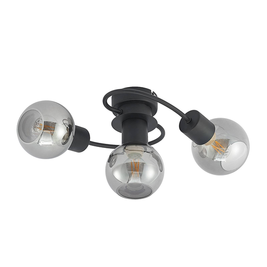 Lindby LED-taklampa Ciala, 3 lampor, svart rök