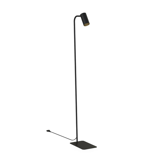 Golvlampa Mono, huvud vridbart, svart/guld