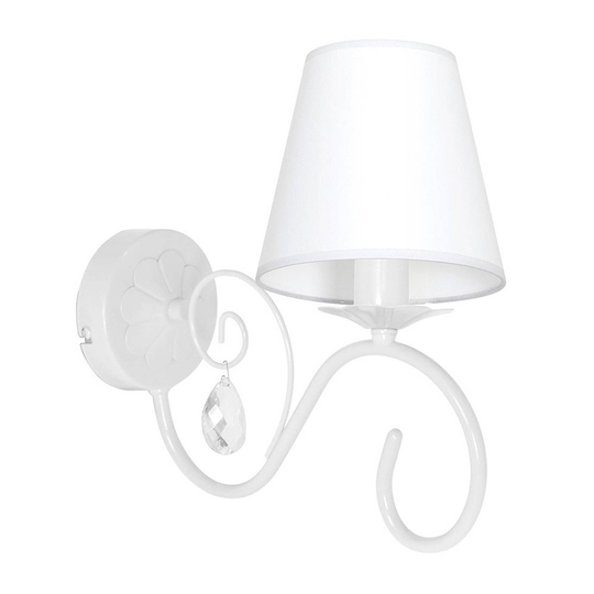 Vägglampa Sara med tygskärm vit