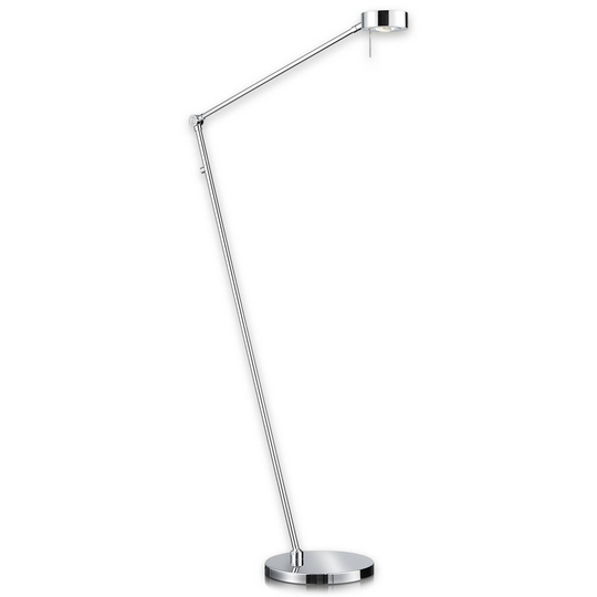 Förkromad, slank LED-golvlampa Elegance tre leder