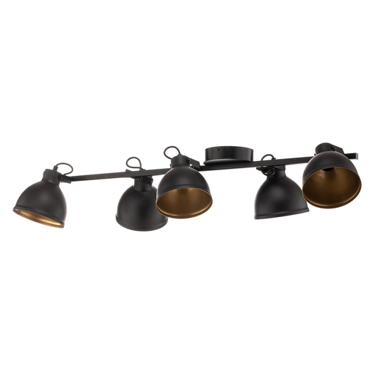 Taklampa Trial 5 lampor, svart/guld