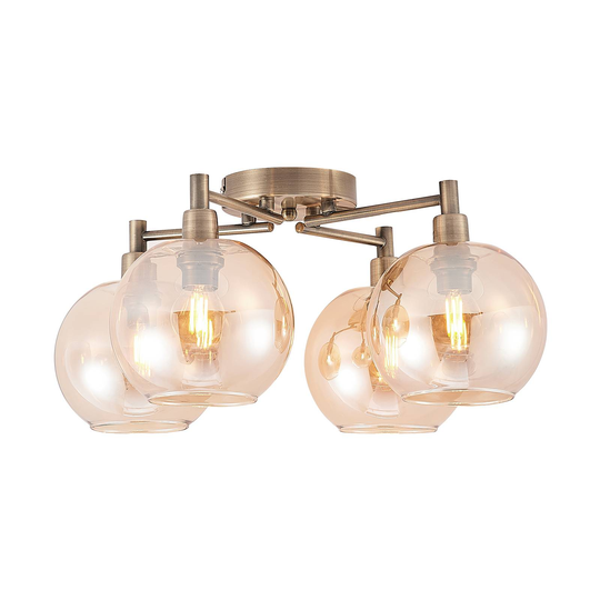 Lindby Brendan taklampa, brunglas, 4 lampor