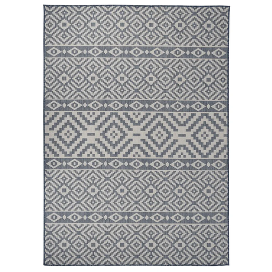 Utomhusmatta plattvävd 120x170 cm blå ränder