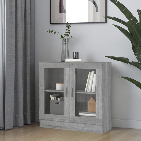 vidaXL Vitrinskåp grå sonoma-ek 82,5x30,5x80 cm konstruerat trä