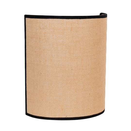 Vägglampa Jute&black, naturbrun, halvrund
