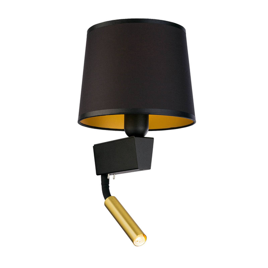 Vägglampa Chillin med läslampa, svart/guld