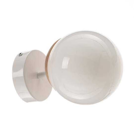 Vägglampa Sfera 1 lampa glas/vit/trä
