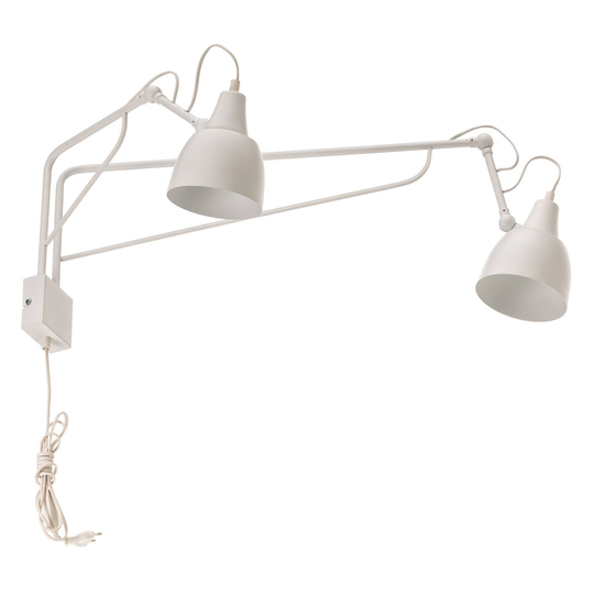 Vägglampa 1002 med stickpropp, 2 lampor, vit