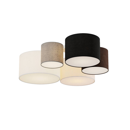 Lindby Laurenz taklampa, 5 lampor, 90 cm brunbeige