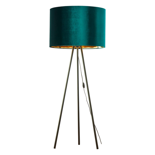 Golvlampa Tercino, trebent, skärm grön