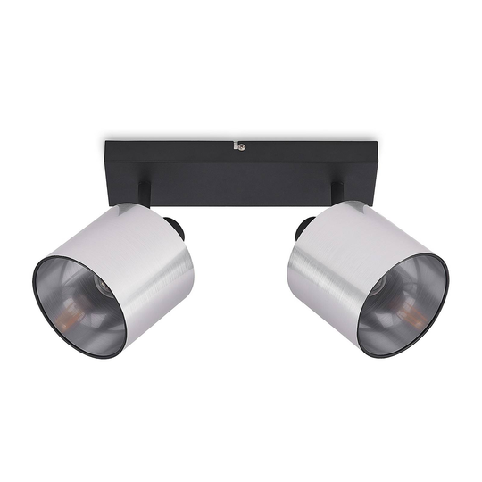 Lindby Joudy taklampa, 2 lampor borstat aluminium