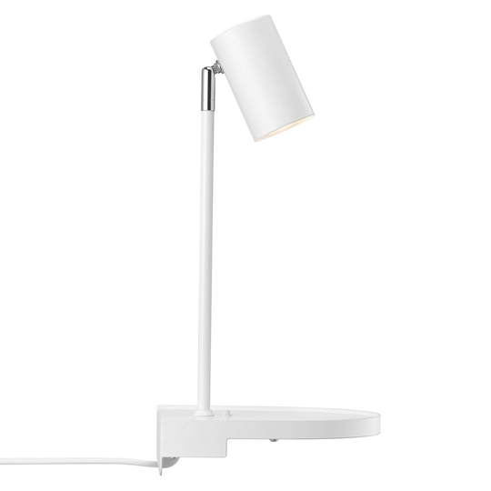 Vägglampa Cody, med hylla och USB-port, vit