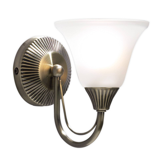Vägglampa Boston i antik mässing, 1 lampa