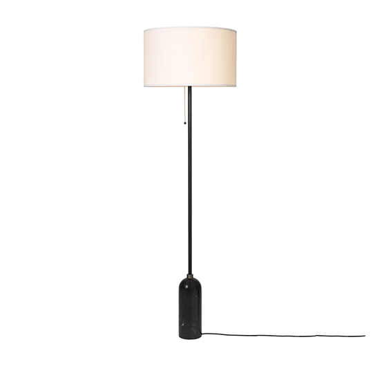 GUBI Gravity Golvlampa Svart Marmor och Vit Skärm Stor